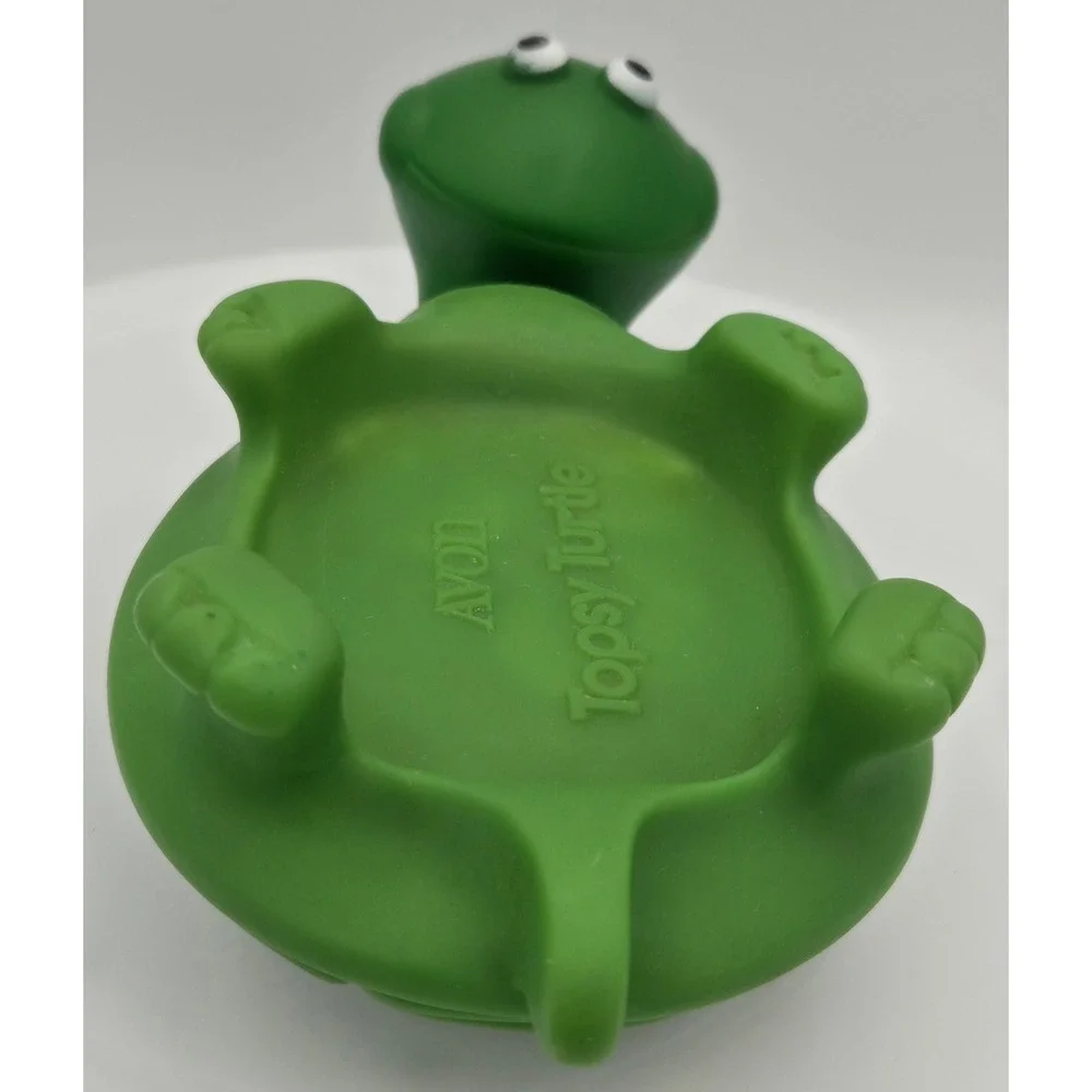 Vintage 1970's Avon Topsy Turtle Green Rubber Soap/Sponge Dish Collectible